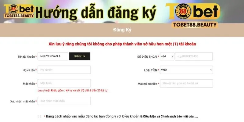 Hướng dẫn đăng ký TOBET88 nhanh cho người mới